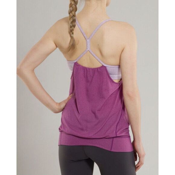 Lululemon Let It Loose Tank Top Cutout Workout Top Built In Bra Purple size 6 - Picture 10 of 12